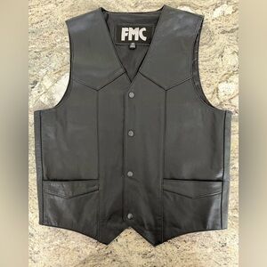 FMC Men's Black Leather Vest